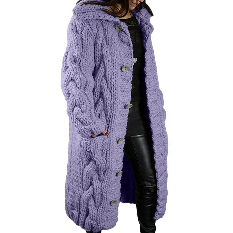 Product Image for Fudus Strickjacke - Damen Grobstrick - Strickjacke mit Taschen für Komfort und Stil, Lila / XL