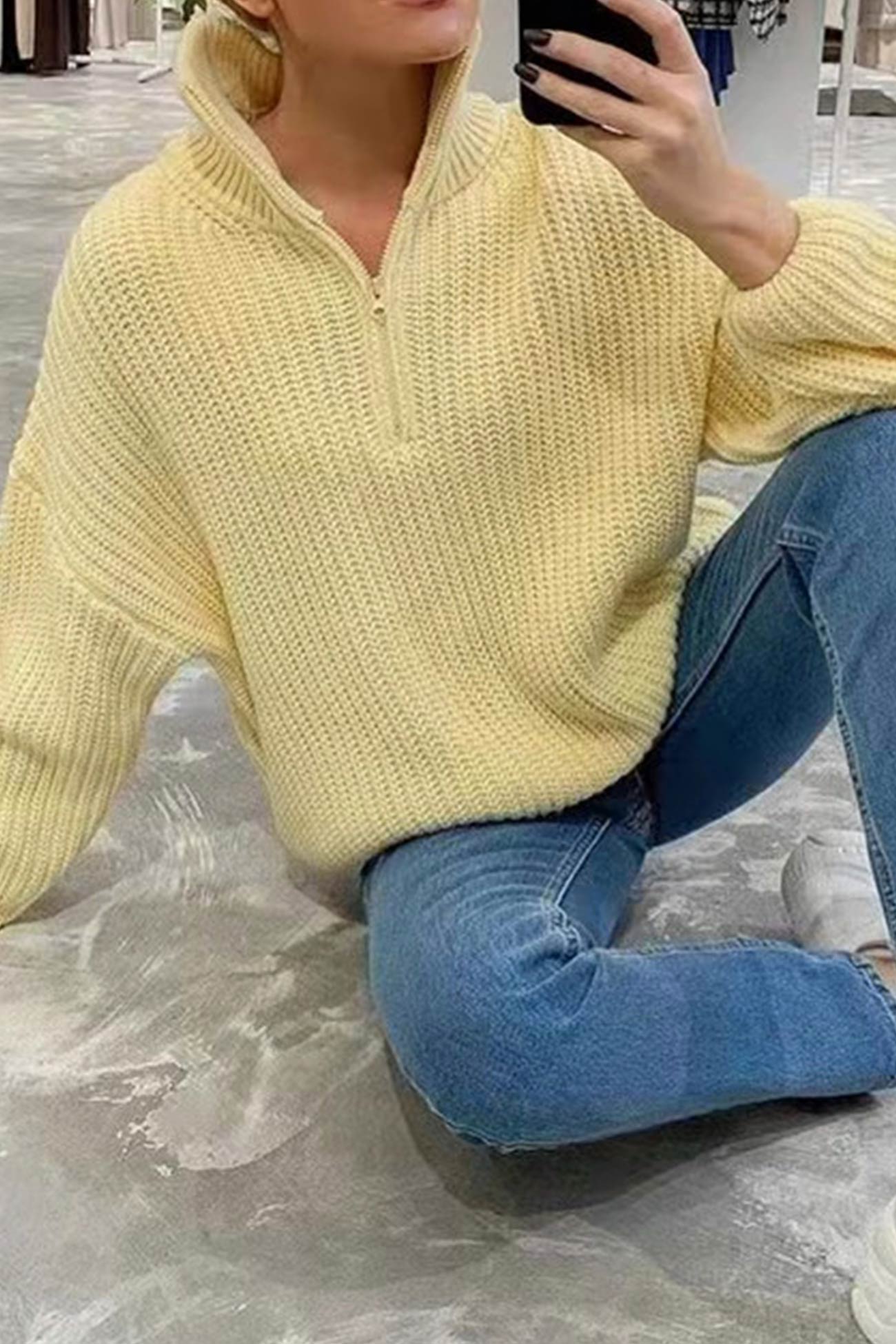 Product Image for Fudus | Neck Zip Pullover Strickoberteil, Gelb / L