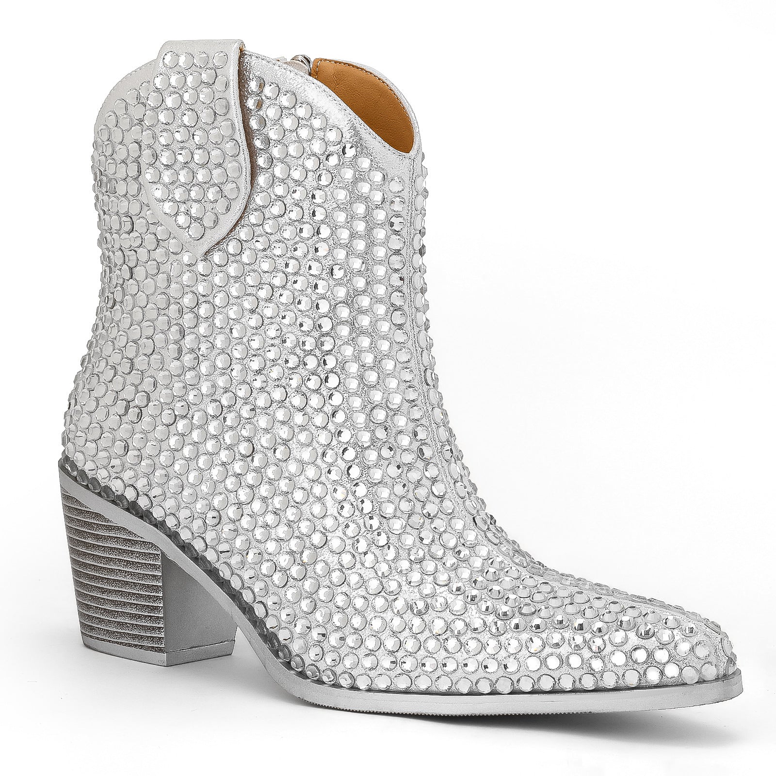 Product Image for Femme Strass-besetzte Western-inspirierte Stiefeletten Fudus, Silber / 36