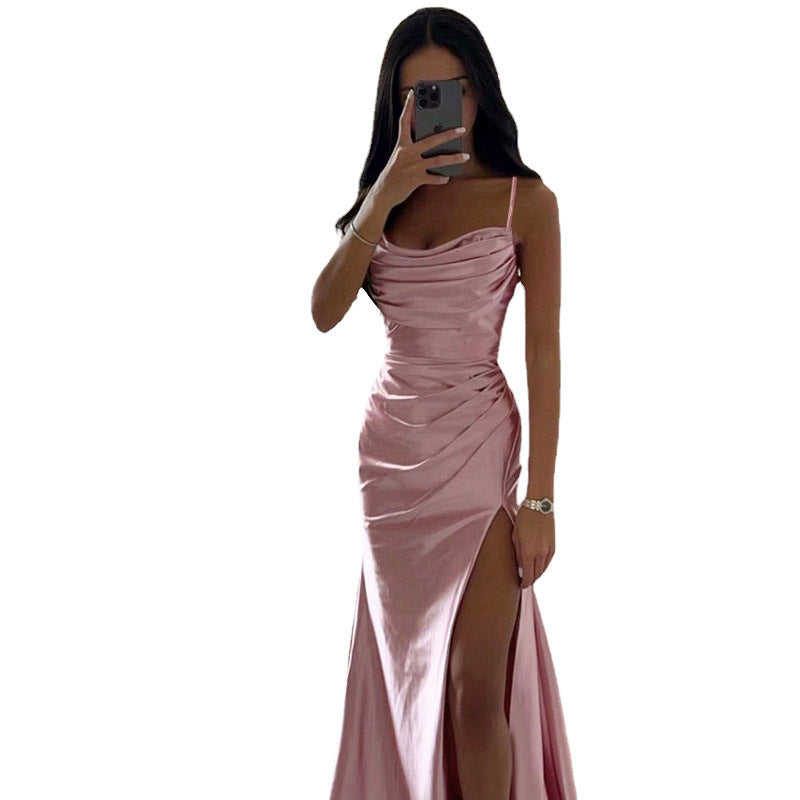 Product Image for Damen Elegantes Raffungen Maxi Kleid Fudus, Rosa / XXL