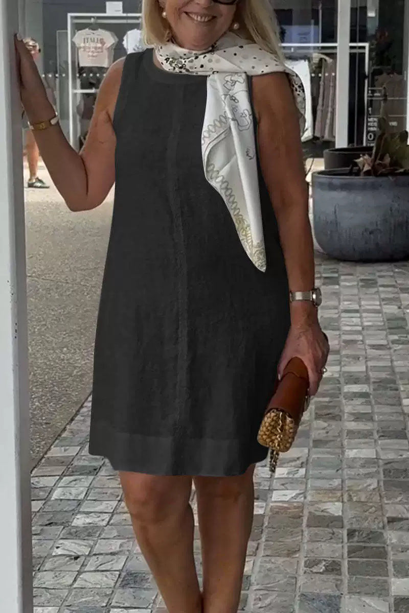 Product Image for Damen Leichtes Sommerkleid aus Baumwoll-Leinen-Mix mit klassischem Schnitt Fudus, Schwarz / S
