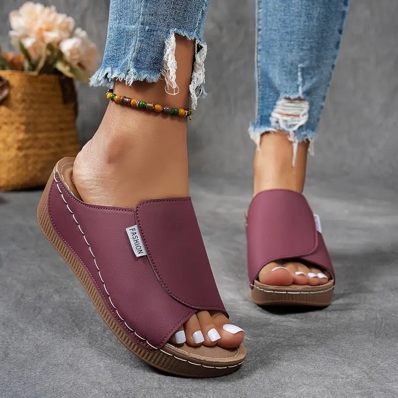 Product Image for Damen Wedge-Pantoletten mit elegantem Schnitt und ergonomischer Fußbettgestaltung Fudus, Weinrot / 37