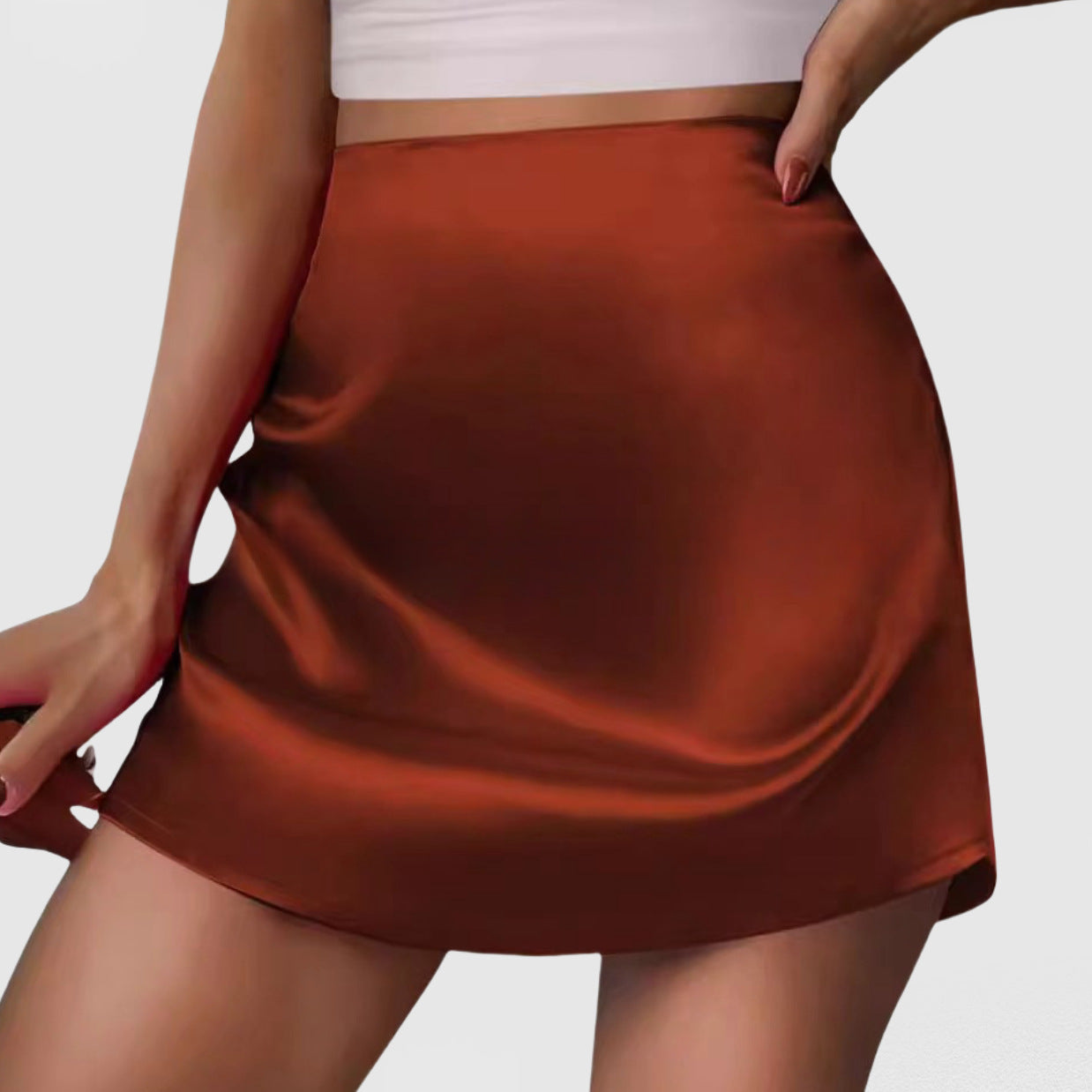 Product Image for Damen Satin Minirock mit elegantem Schnitt und fließendem Fall Fudus, Bernstein / L