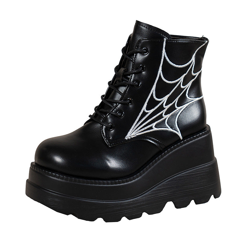 Product Image for Damen Plateau Stiefeletten mit Spiderweb-Design Fudus, Schwarz / 42