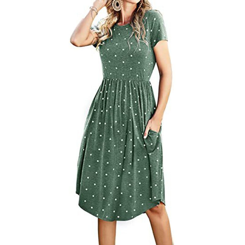 Product Image for Damen Midikleid mit praktischen Taschen und verspieltem Punktemuster Fudus, Grün / XL