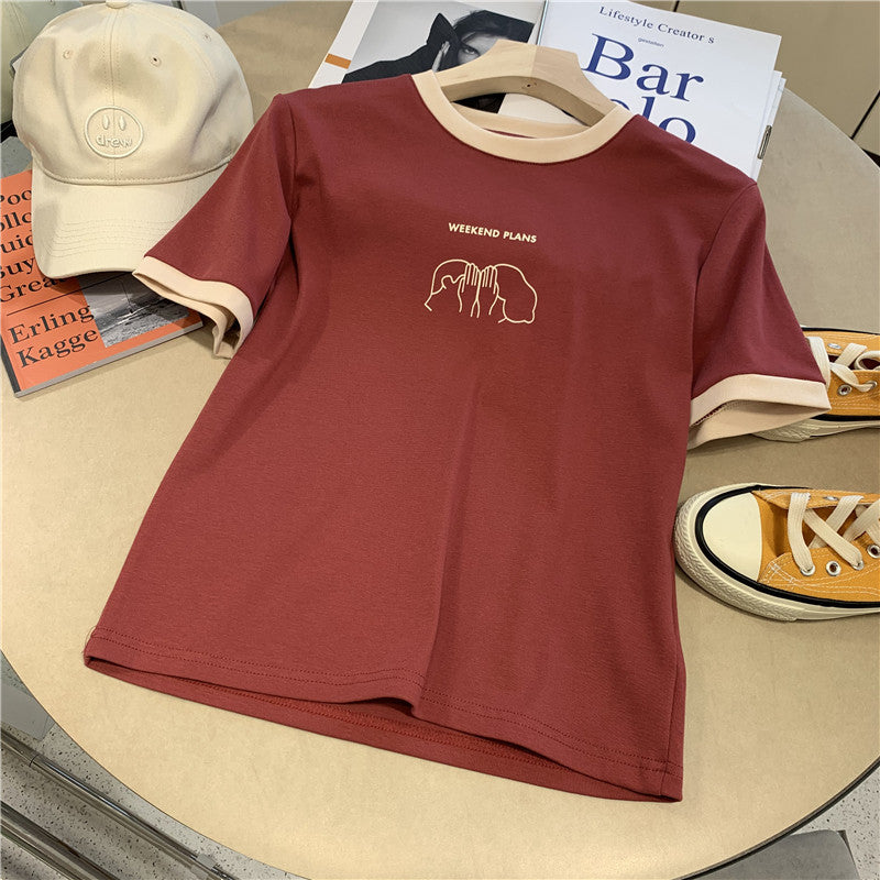 Product Image for Femme Casual Graphic T-Shirt mit Wochenende Pläne Design Fudus, Rot / L