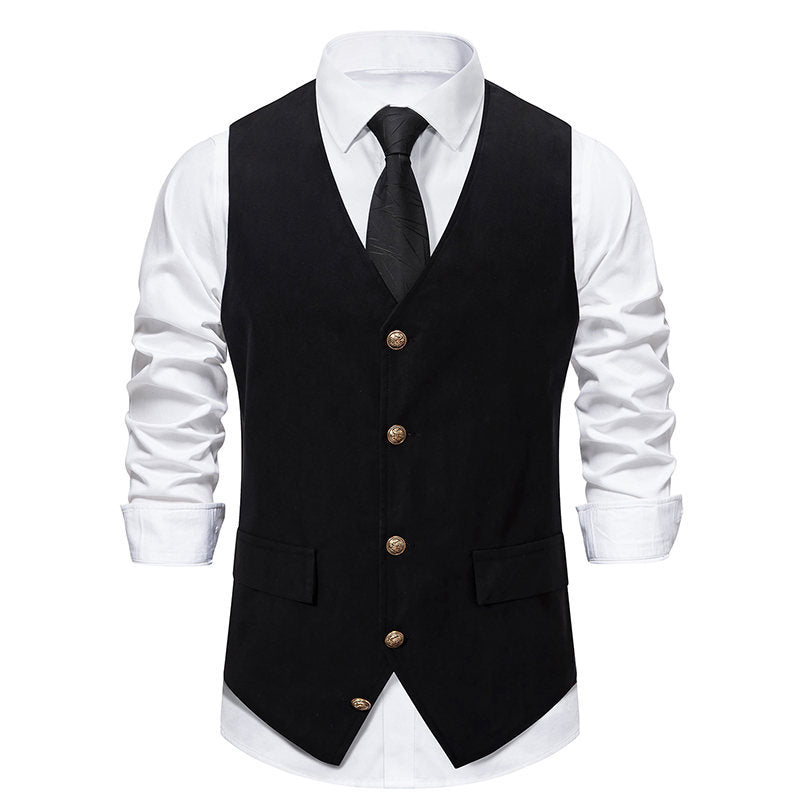 Product Image for Herren Eleganter Maßgeschneiderter Anzug Weste Fudus, Schwarz / S