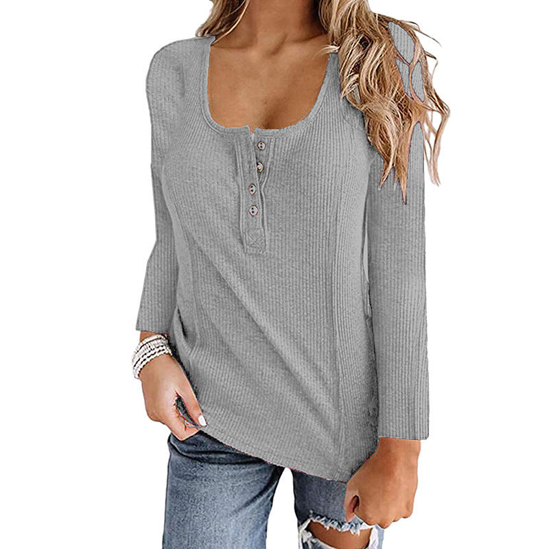Product Image for Damen Langarmshirt mit Knopfdetails und strukturiertem Design Fudus, Grau / XXXL