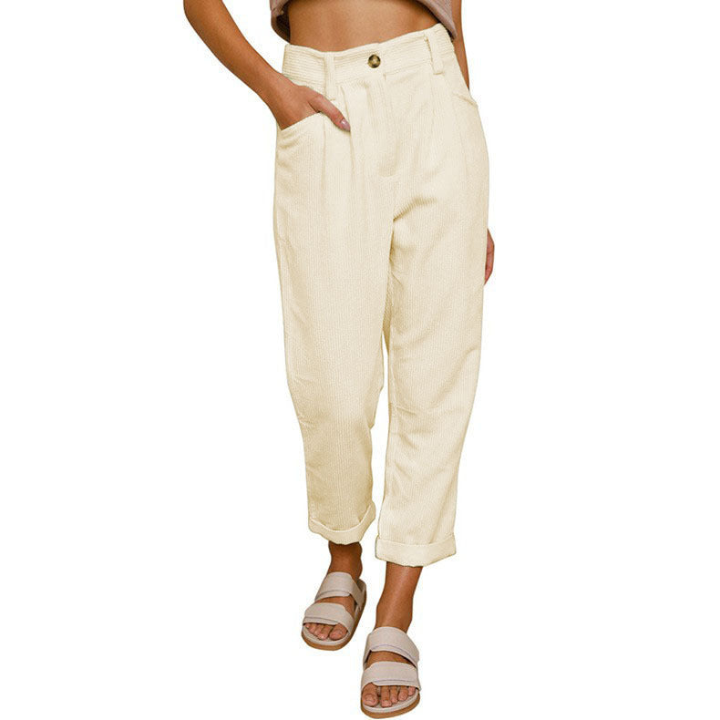 Product Image for Damen Chinohose mit hohem Bund und umgeschlagenen Säumen Fudus, Beige / S