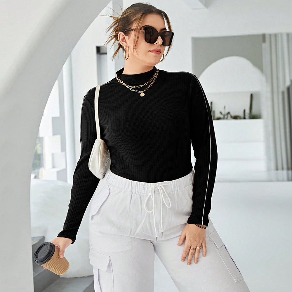 Product Image for Damen Langarmshirt mit feiner Rippstruktur und hohem Kragen Fudus, Schwarz / XL