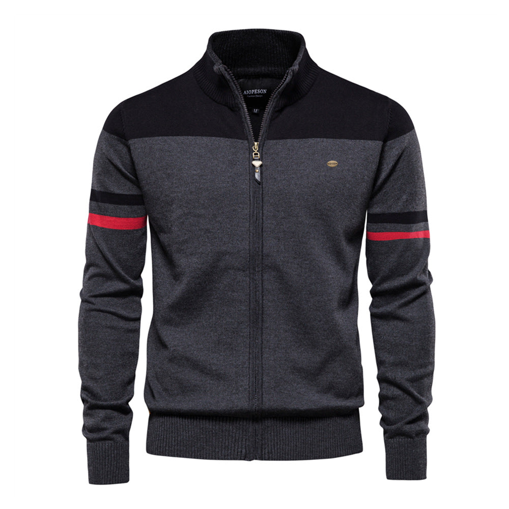 Product Image for Herren Strickjacke mit modischem Zipper und sportlichem Farbblockdesign Fudus, Schwarz / L