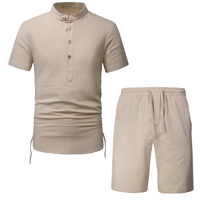 Product Image for Herren Freizeit Kurzarm Henley Set Fudus, Khaki / XL