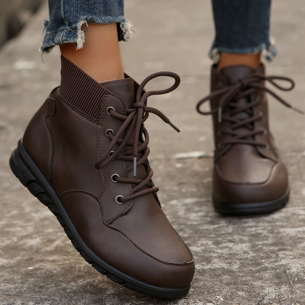 Product Image for Damen Schnürboots mit elastischem Knöchelbund und rutschfester Sohle Fudus, Braun / 42