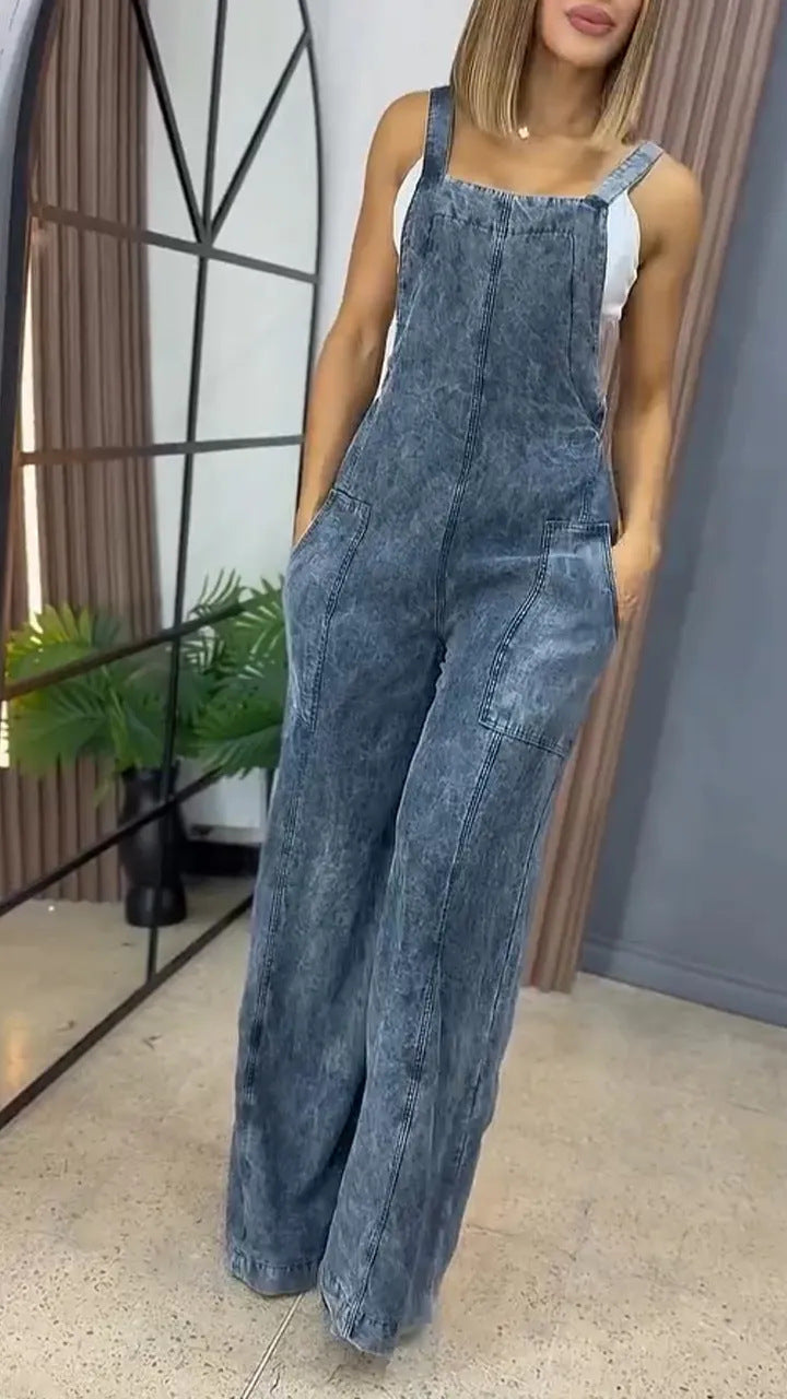 Product Image for Damen Latzhose mit weitem Bein und praktischen Taschen Fudus, Blau / XXXL