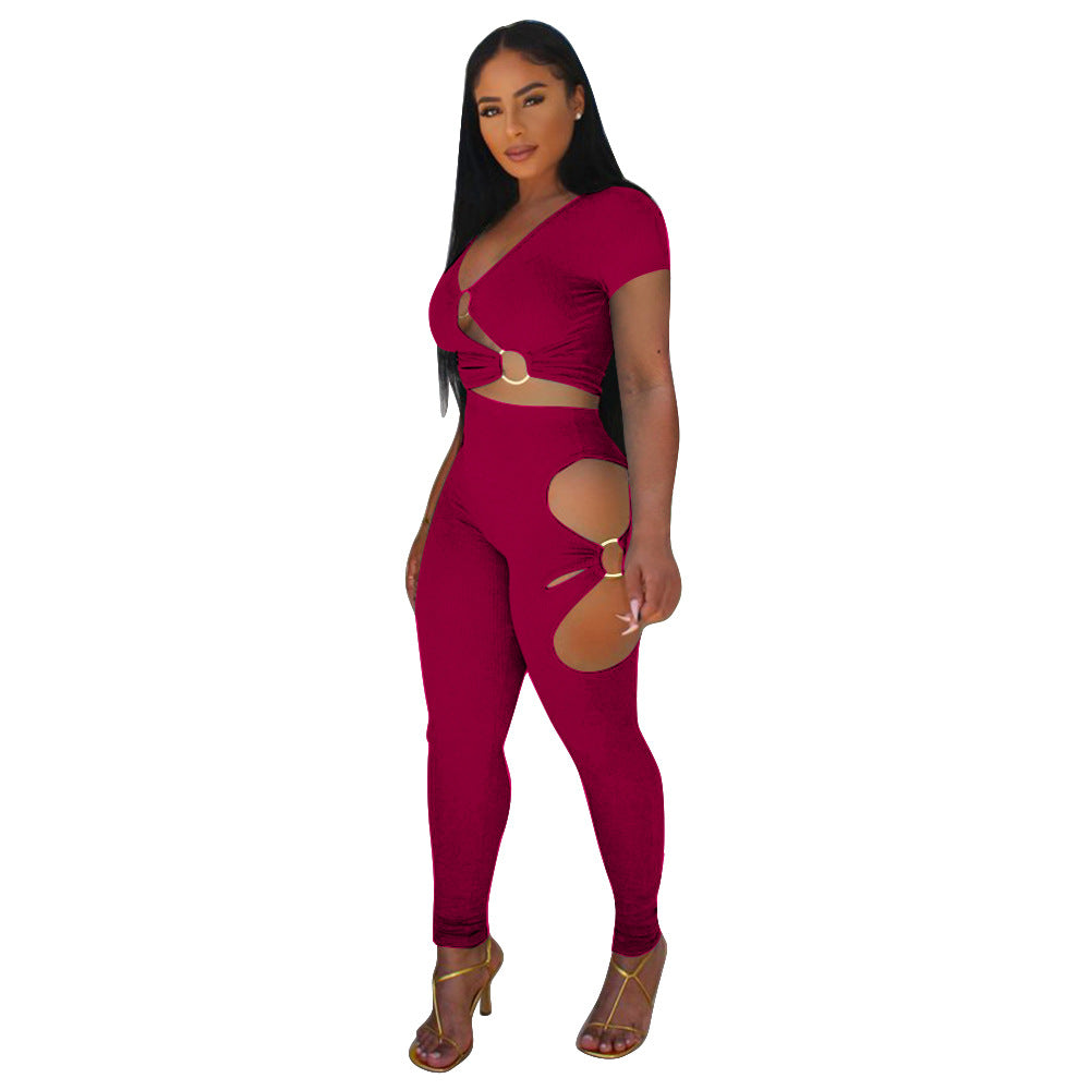 Product Image for Damen figurbetonter Cut-Out Jumpsuit mit Gürtelakzenten Fudus, Fuchsia / XL