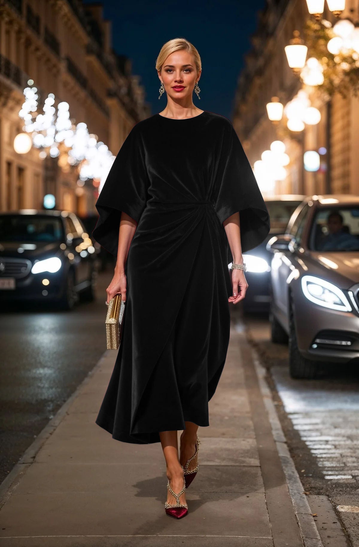 Product Image for Damen elegantes Abendkleid mit Drapierung und großzügigem Schnitt Fudus, Schwarz / M