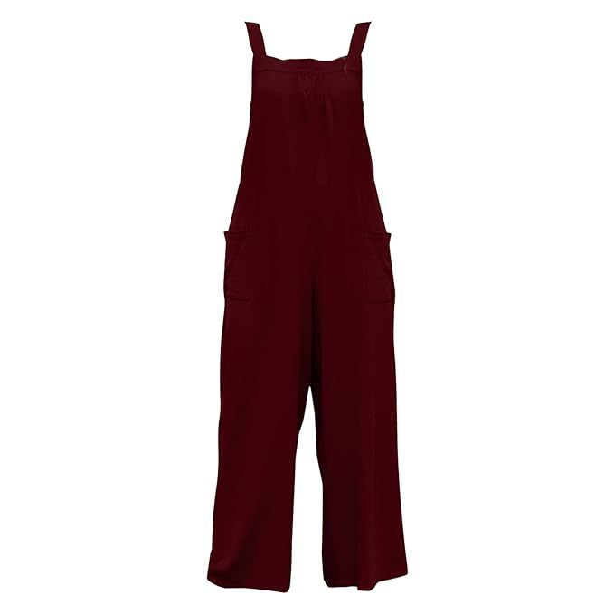 Product Image for Damen Weit-Bein Latzhose mit verstellbaren Trägern Fudus, Burgunderrot / S