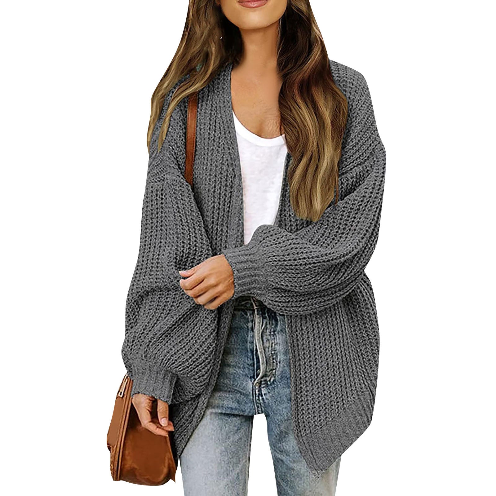 Product Image for Damen weicher Strickcardigan mit weitem Schnitt und angenehm lässigem Fall Fudus, Dunkelgrau / M