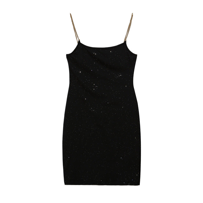 Product Image for Frauen glitzerndes Strass-verziertes Slip Kleid Fudus, Schwarz / S