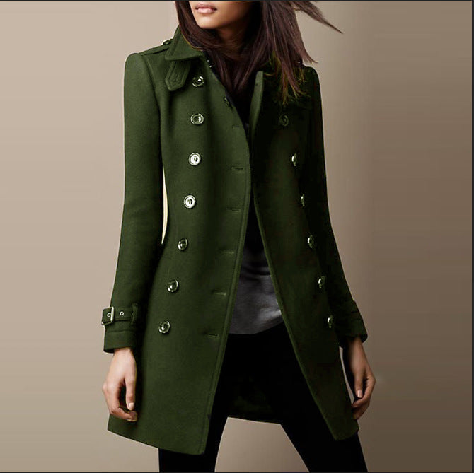 Product Image for Fudus | Damen Knopf Trenchcoat Lang, Grün / 2XL / Polyester