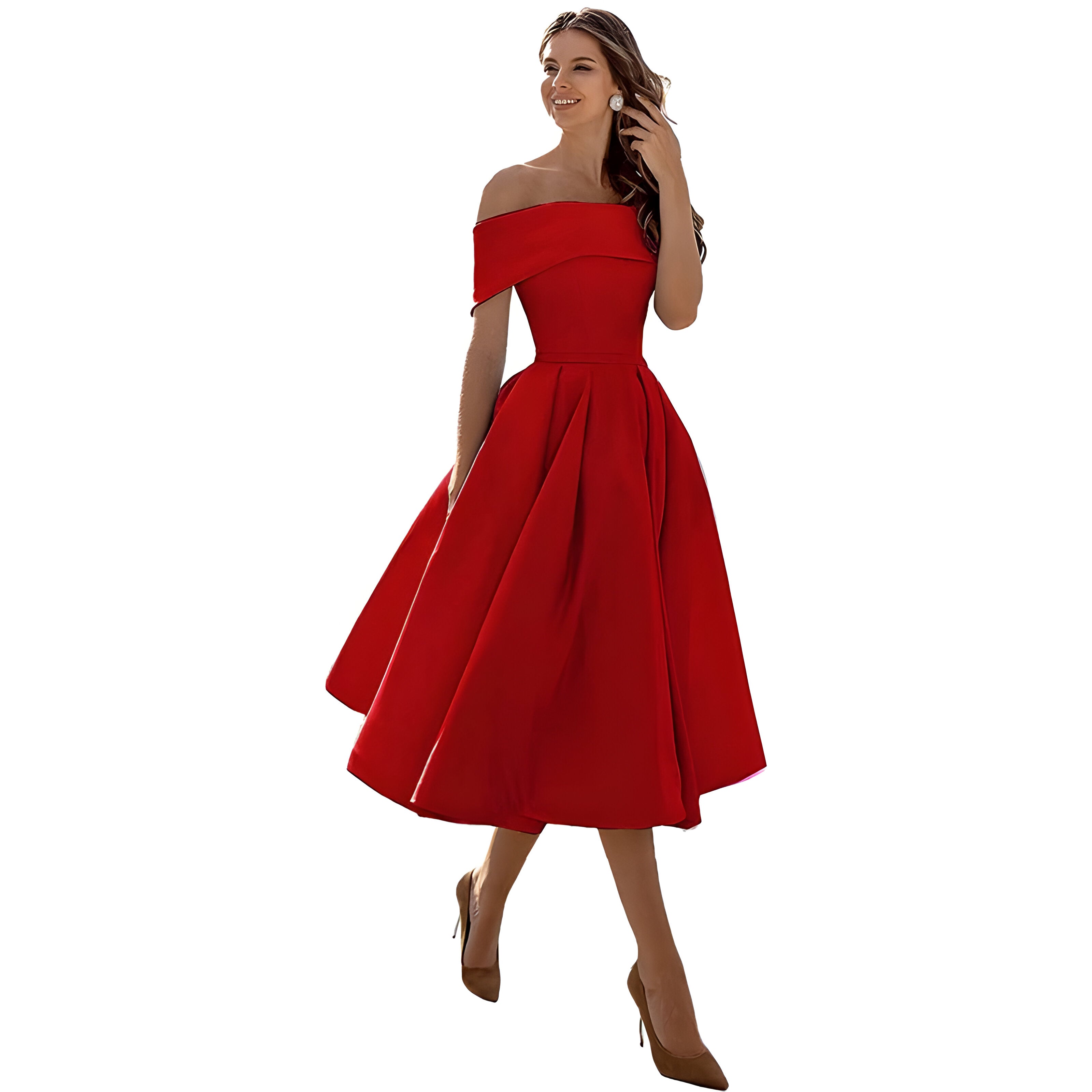 Product Image for Fudus | Fashion Casual Trägerloses Satin Partykleid, Rot / XL
