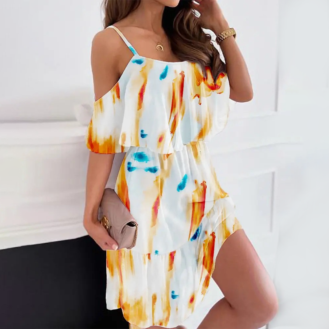Product Image for Lia – Blumen-Sommerkleid mit Schulterfrei-Design, Orange / XL