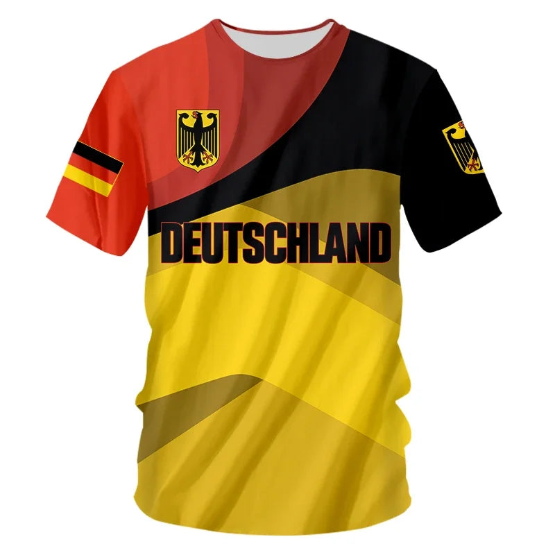 Product Image for Fudus | Herren T-Shirts Deutschland Flagge Muster 3D Druck Deutschland Euro 2024 Fußball-Shirt, Tri color Deutschland / XL