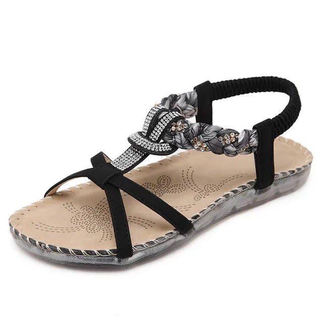 Product Image for Fudus - Flache Sandalen - Bohemian Diamond - Strandpantoffeln - Sommer, schwarz / 35