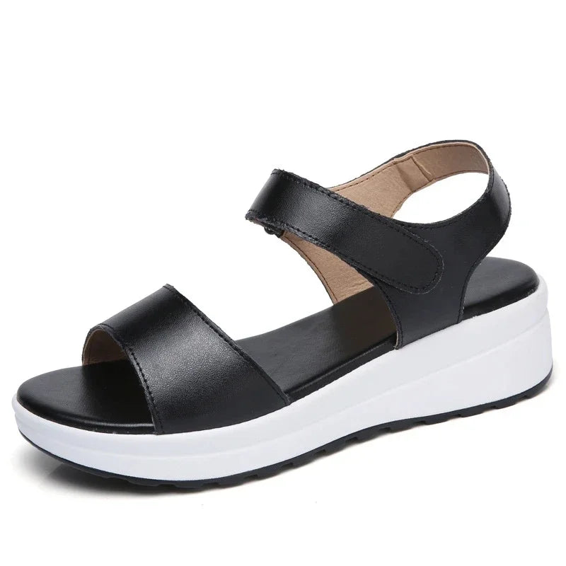 Product Image for Fudus - Sandalen - Echtleder/Gummi - Keilabsatz - Offene Zehenpartie - Sommer, Schwarz / 37