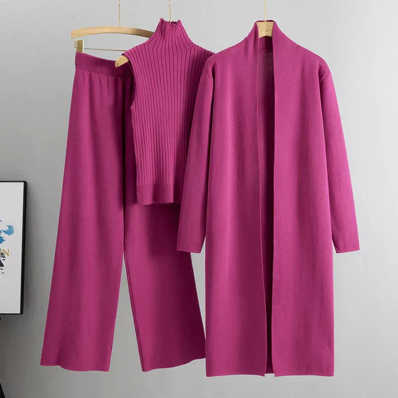 Product Image for Fudus | Damen Luxus 3 Teiliges Strick Co Ord Satz Weich & Dehnbar, Rosa / M