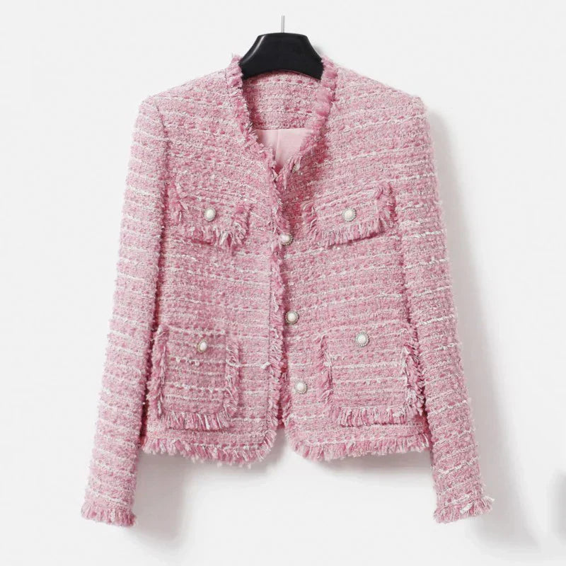 Product Image for Fudus | Übergröße Jacke Aus Tweed Für Damen High Society Herbst/ Design Mit Quasten, Rose / L