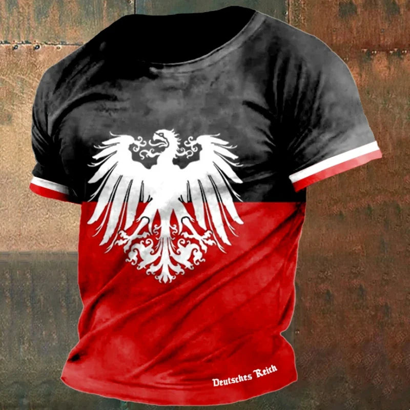 Product Image for Fudus | Retro German Flag Herren T-Shirt, Rot Weiß Schwarz 2 / M