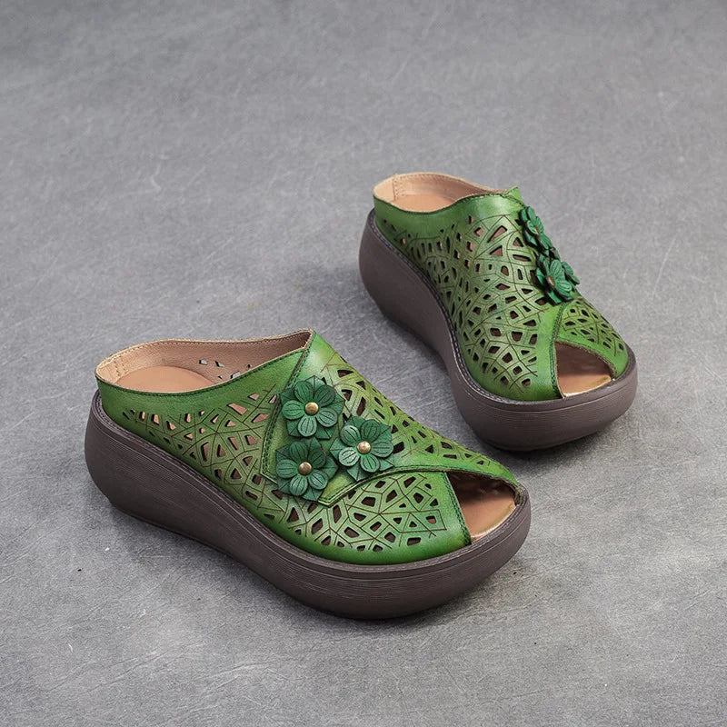 Product Image for Fudus - Plateausandalen - Peep Toe - Echtes Leder - Sommer, Grün / 38