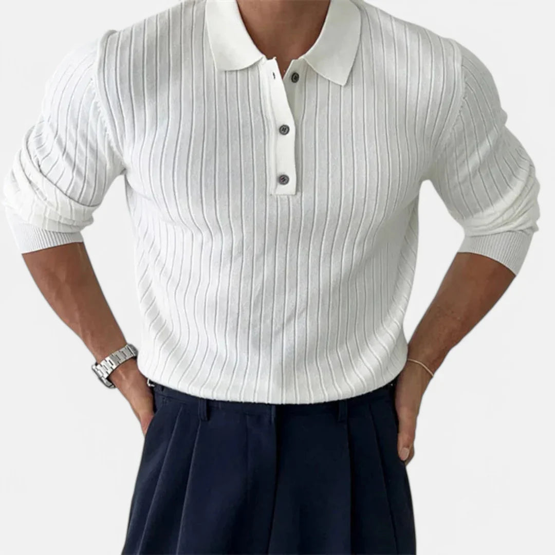 Product Image for Fudus | Gestreiftes Strickpolo Für Herren, Weiß / XL