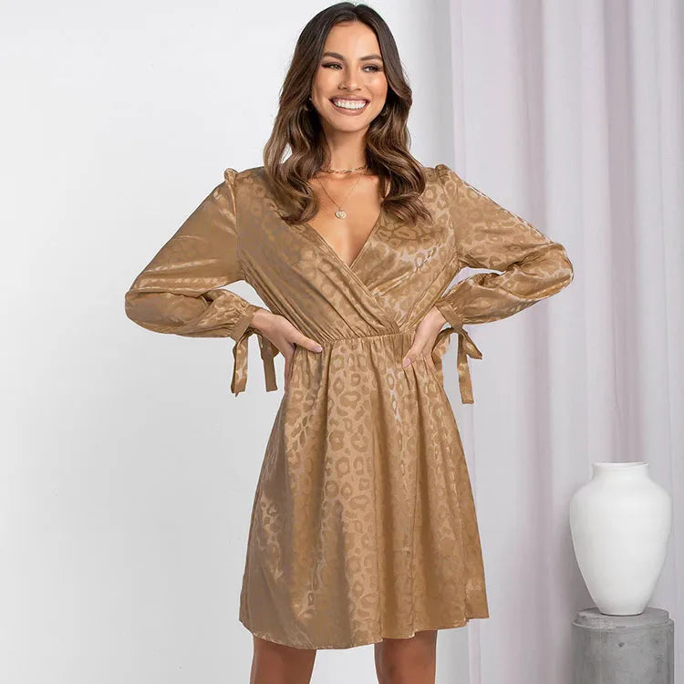 Product Image for Fudus - Khakifarbenes Jacquard-Wickelkleid, Khaki / XL