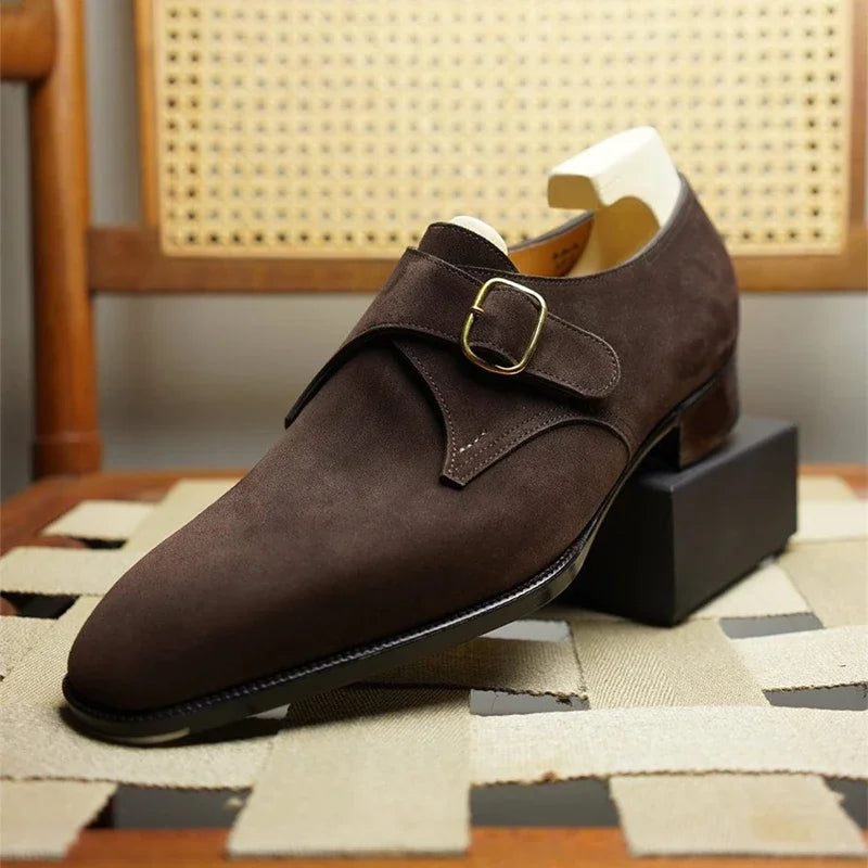 Product Image for Fudus | Monk Strap Schuhe Wildleder Einzelne Schnalle Ledersohle Formelle Kleidung, Dunkelbraun / 11.5