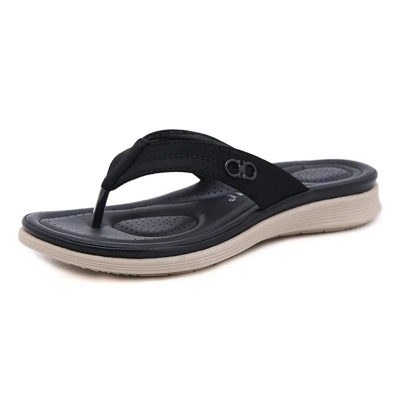 Product Image for Fudus- Hausschuhe- lässig flach Keil Flip Flops- Gummi- Sommer, Schwarz / 40