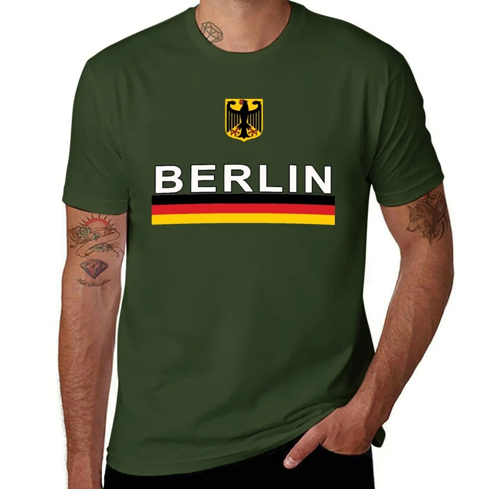 Product Image for Fudus | Atmungsaktives Deutschland EM 2024 Fußballtrikot aus für Herren, Armeegrün / S