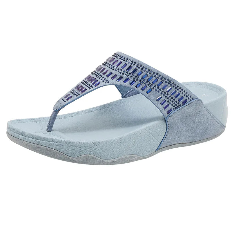 Product Image for Fudus- Pantoffeln- Slip on- Strass- Flip Flop- Gummi- Sommer, Himmelblau / 35