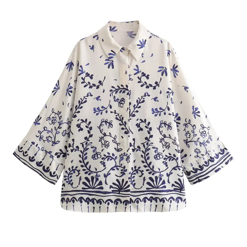 Product Image for Fudus - Hemd - Lockerer Polokragen Lange Ärmel Bedruckter Kimono - Sommer, MULTI / M