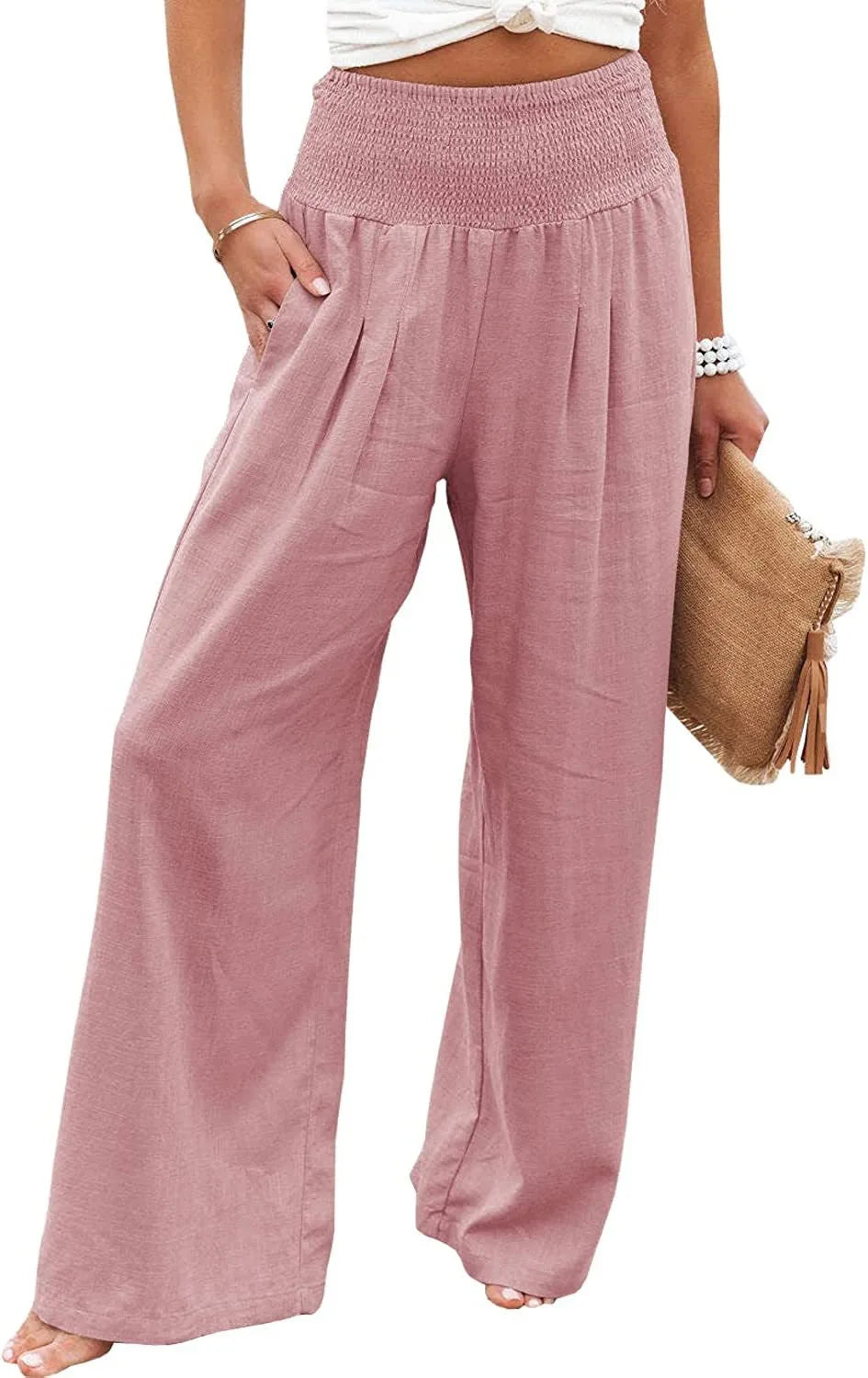 Product Image for Fudus | Baumwolle Und Leinen Weite Leg Lässig Hose, fense / L