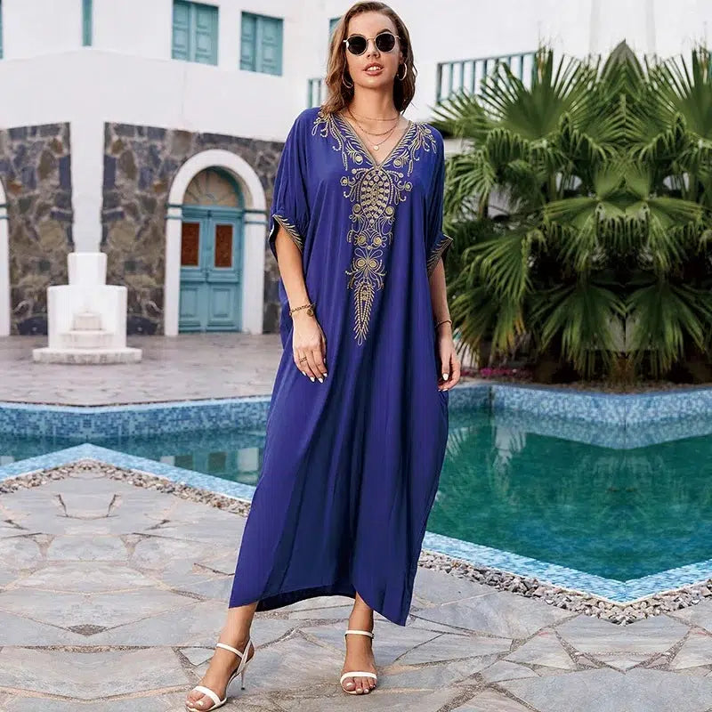 Product Image for Fudus | Bestickter langer Kaftan Badeanzug für Frauen, Q1598-23071 / Einheitsgröße
