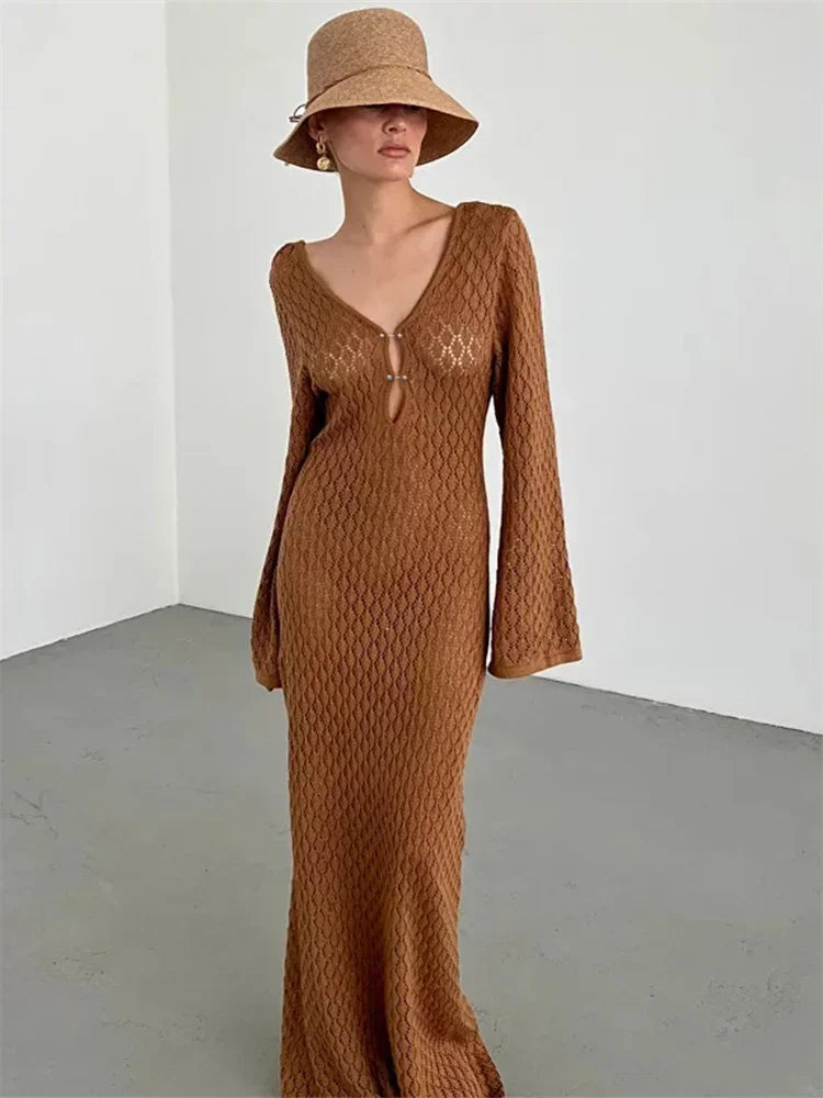 Product Image for Fudus | Gebrachte Boho Ibiza Strandkleid, Braun / L