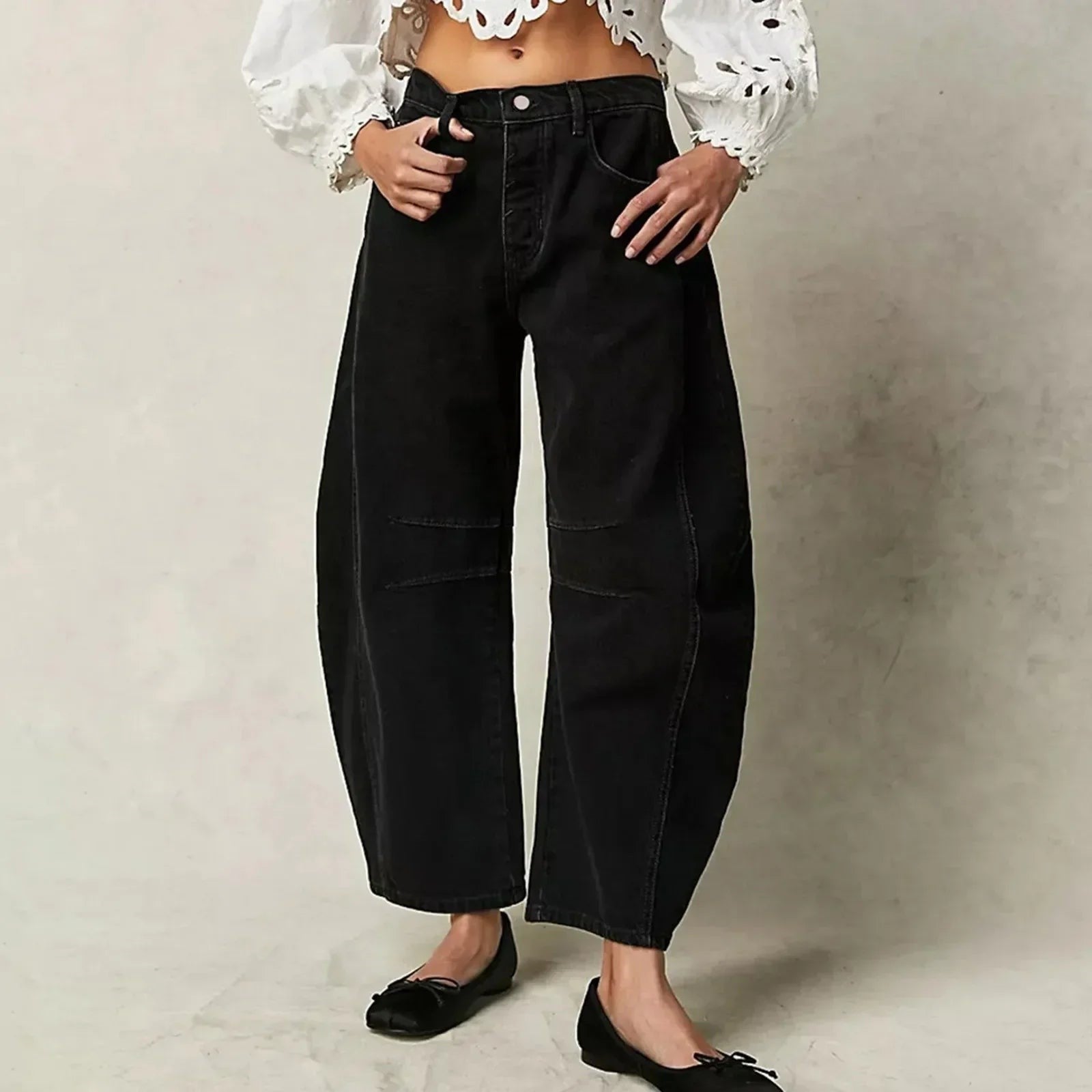 Product Image for Fudus | Breite Bein Baggy Jeans Gewaschen Schick Denim, Schwarz / XS