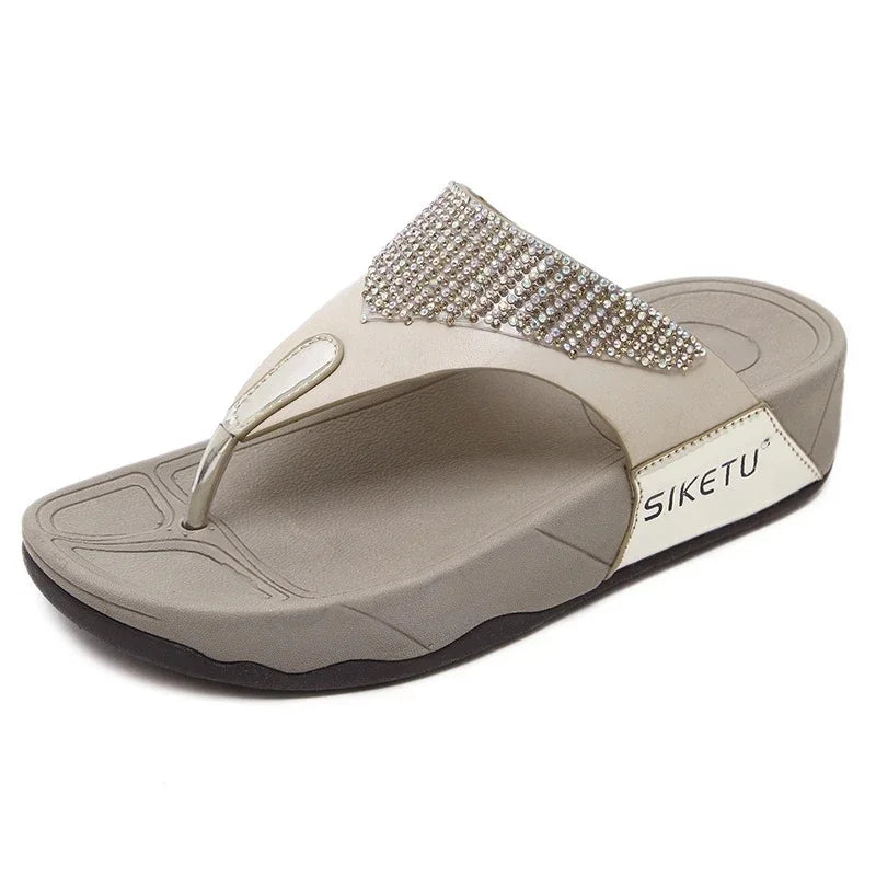 Product Image for Fudus- Hausschuhe- lässig Denim Keil Flip Flops- Gummi- Sommer, braun / 35