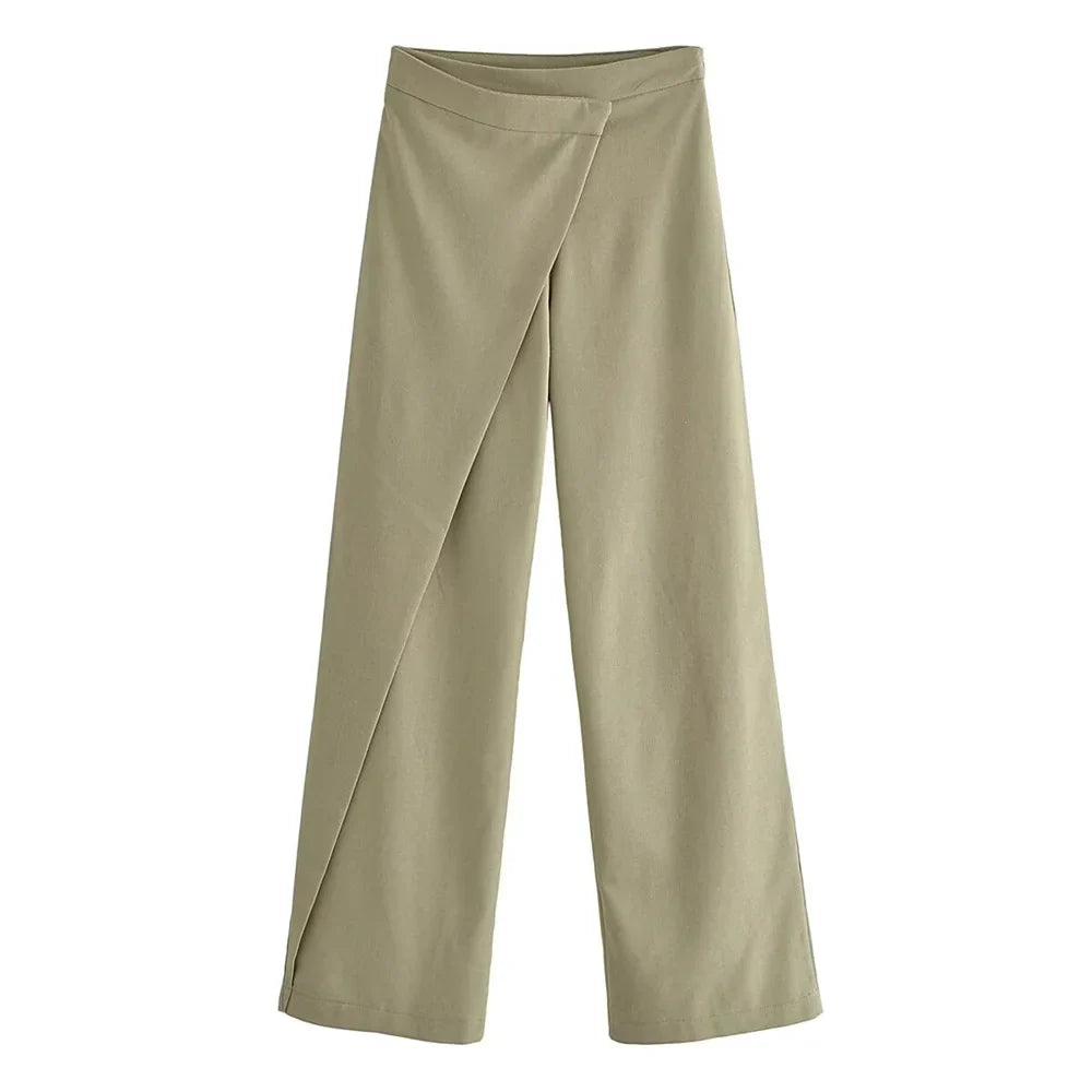 Product Image for Fudus - Hosen - High Waist - Weites Bein - Asymmetrisch - Herbst, Grün / S