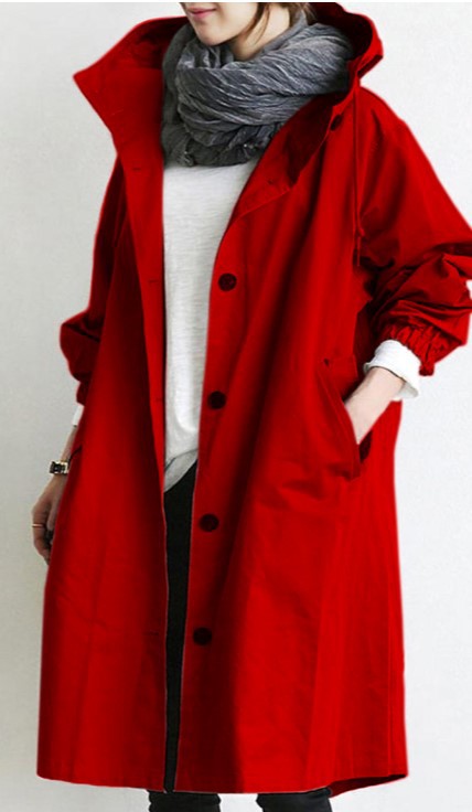 Product Image for Fudus | Damen Regenmantel Mit Taschen, Rot / 2XL