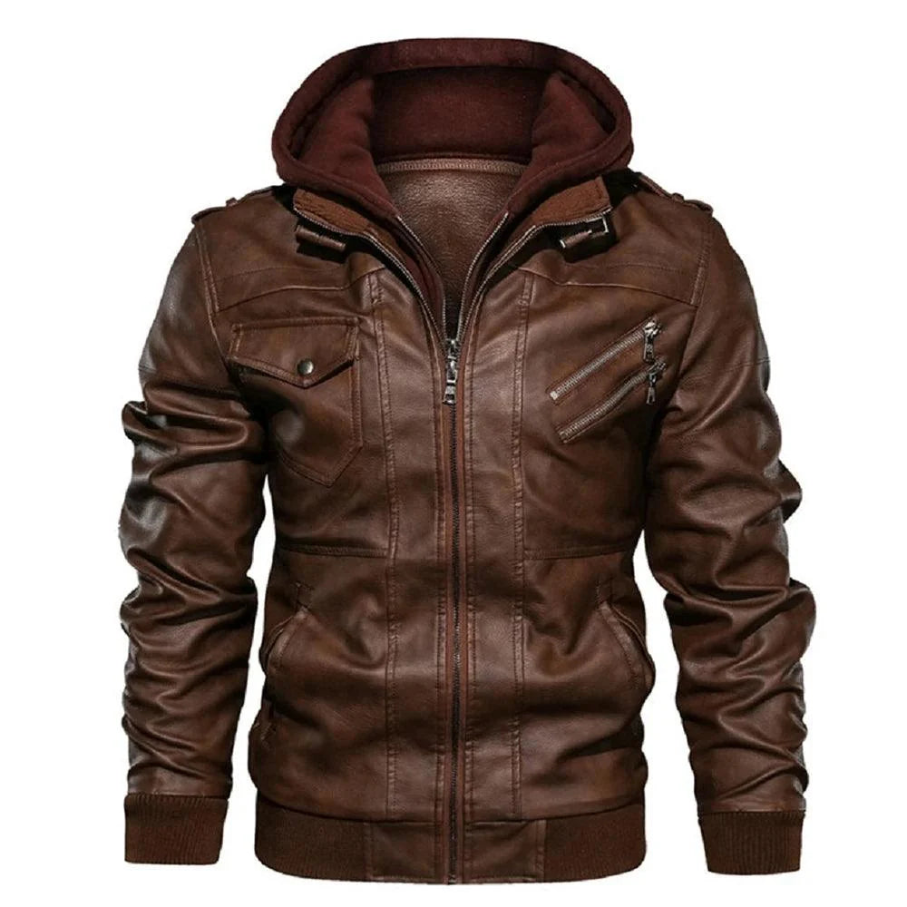 Product Image for Fudus | Lederjacke Herbst Lässig Motorrad Pu Biker Leder, Braun / 3XL
