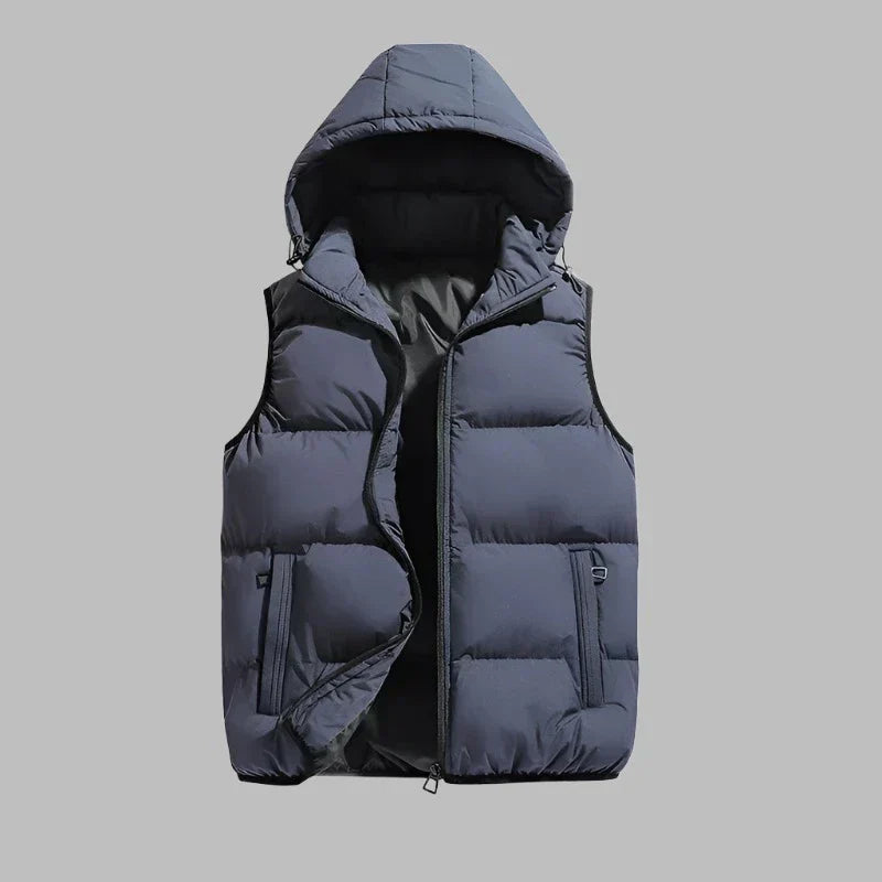 Product Image for Fudus | Leichte Gefütterte Herren Übergangswesten Mit Kapuze, Grau / XL