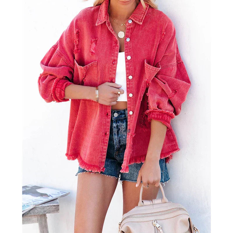 Product Image for Fudus | Zerrissene Jeansjacke, Rot / L